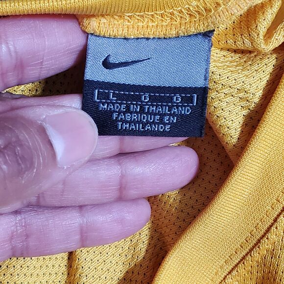 Vintage Nike Shirt Mens Large Yellow Mesh Tank Top Center Swoosh Silver Tag Y2K - Picture 3 of 12